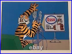 Animation Production Cel Esso Tiger with matching color print background -1980's