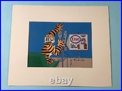 Animation Production Cel Esso Tiger with matching color print background -1980's