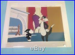 Animation Production Cel Sylvester the Cat 1950's Hand-Inked Matted