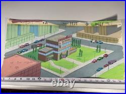 Animation cel BACKGROUNDS production art PANORAMIC vintage cartoon Disney X2