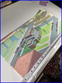 Animation cel BACKGROUNDS production art PANORAMIC vintage cartoon Disney X2