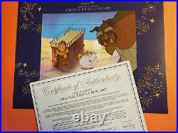 Beauty & The Beast Original Production Cel Cell Animation Art Disney Coa