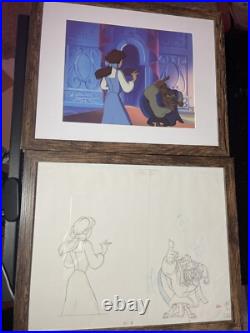 Beauty and the beast Animation Cel Walt Disney Movie Production Art Vintage X1