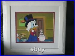 DISNEY DUCKTALES GREAT SCROOGE Mc DUCK ANIMATION CEL WITH PRODUCTION BACKGROUND