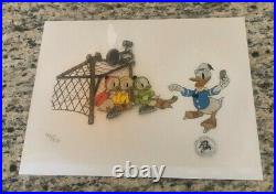 DISNEY, Donald Duck & his Nephews LTD 92/275 50th birthday cel portfolio COA