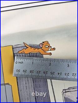 DISNEY OLIVER & COMPANY ORIGINAL PRODUCTION ANIMATION CEL Taxi Car Truck COA