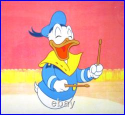 DONALD DUCK WALT DISNEY 1980s ORIGINAL PRODUCTION drawing CEL Drummer sailor hat