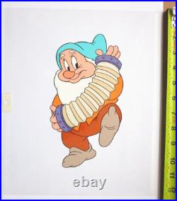DOPEY SNOW WHITE DWARFS WALT DISNEY ORIGINAL drawing cel BOOK art accordion
