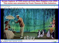 Dick Van Dyke signed Disney cel Mary Poppins 2 Penguin Art Corner Production cel