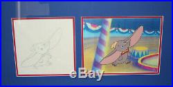 Disney 1970's Dumbo Original Production Cel with Matching Drawing