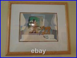 Disney 1999 Tv Hand Painted Production Animation Cel / Mickey And Pluto -signed