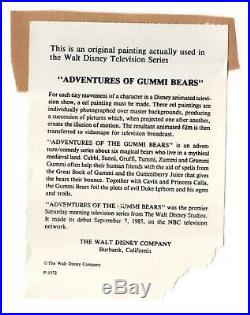 Disney Adventures of Gummi Bears Production Cel with Disney Seal COA 1985-91 27