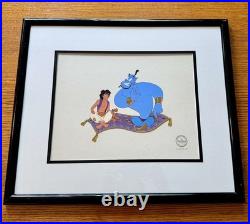 Disney Aladdin Serigraph Cel Genie & Magic Carpet Framed with COA (1992)