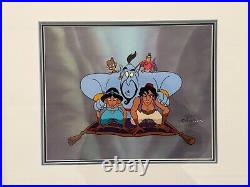 Disney Aladdin TV Production Cel & Original Drawing Jasmine Genie Iago Abu