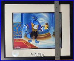 Disney Aladdin Tv Series 1994-95 Original Production Cel Genie As Beast & Lago