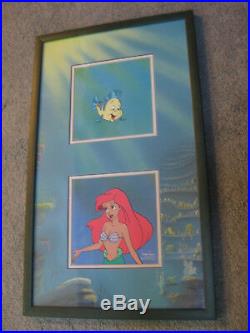 Disney Ariel and Flounder Original Production Television Cel Little Mermaid
