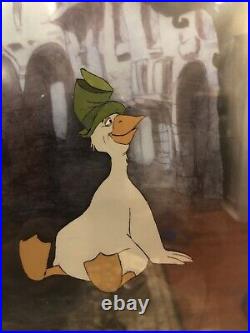 Disney Aristocats Production Animation Cel Uncle Waldo Goose Framed 1977