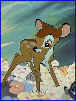 Disney Bambi Hand-Painted Animation Cel Young Bambi, Thumper and Flower