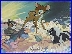 Disney Bambi Hand-Painted Animation Cel Young Bambi, Thumper and Flower