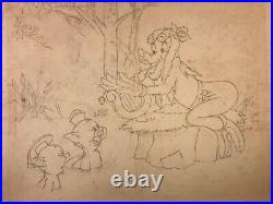 Disney Book Illustration Pigs and Wolf Pencil Large Images Vintage