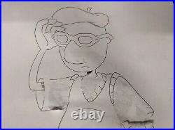 Disney DOUG ANIMATION CEL with pencil drawing PRODUCTION ART Hand Painted + COA