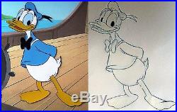 Disney Donald Duck Original Production Cel & Original Production Drawing (1982)