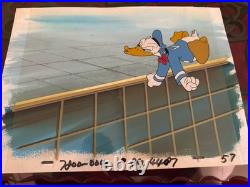 Disney Donald Duck Production Cel On Hand Painted Background