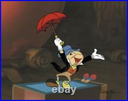 Disney Jiminy Cricket Original Production Cel withMatching Drawing Signed P Blair