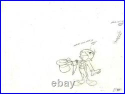 Disney Jiminy Cricket Original Production Cel withMatching Drawing Signed P. Blair