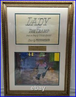 Disney Lady, Tramp+Joe Original Production Cels with Original Title Card Drawing