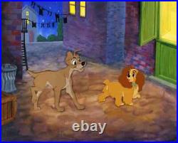 Disney Lady and the Tramp Original 2 Cel Set Up On Hand Painted Background-1955