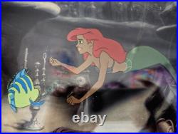 Disney Little Mermaid Ariel & Flounder 1989 Production Cel, Framed Disney Little Mermaid Ariel & Flounder 1989 Production Cel, Framed