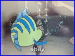 Disney Little Mermaid Ariel & Flounder 1989 Production Cel, Framed