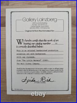 Disney Little Mermaid Ariel & Flounder 1989 Production Cel, Framed Disney Little Mermaid Ariel & Flounder 1989 Production Cel, Framed