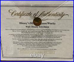 Disney Mickey Animation Disc & Original Tv Production Cel Framed Signed