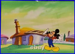 Disney Mickey Mouse Original Production Cel On Filmation Handpainted Background