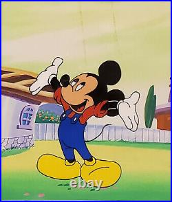 Disney Mickey Mouse Original Production Cel On Filmation Handpainted Background