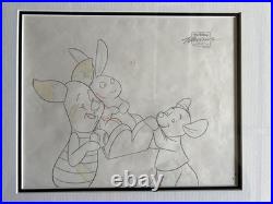 Disney New Adventures Winnie The Pooh Orig Cel + Clean-up Drawing Piglet Roo