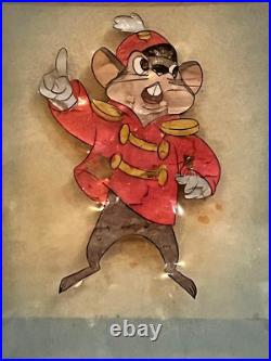 Disney Original Production Cel 1941 Dumbo Courvoisier Bg Rare Timothy Q. Mouse