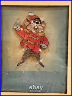 Disney Original Production Cel 1941 Dumbo Courvoisier Bg Rare Timothy Q. Mouse