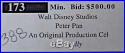 Disney PETER PAN Tiger Lilly Original Production Cel with X2 Signatures & CoA