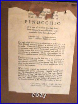 Disney Pinocchio 1939 Jiminy Cricket Courvoisier Original production cel hand Disney Pinocchio 1939 Jiminy Cricket Courvoisier Original production cel hand