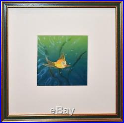 Disney Pinocchio 1940 Production Cel on Courvoisier Background of Cleo the Fish
