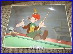 Disney Pinocchio Jiminy Cricket & Lampwick cel on Production background 1940