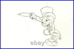 Disney Pinocchio-Jiminy Cricket Original Production Cel/Drawing-Signed P. Blair