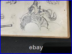 Disney Pinocchio Original Production Model Sheet-1939. Fish Sketches Mounted