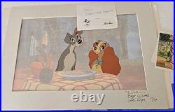 Disney Production Cel & Background Lady & the Tramp LE 17/17 Signed Lee Dyer