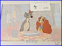 Disney Production Cel & Background Lady & the Tramp LE 17/17 Signed Lee Dyer