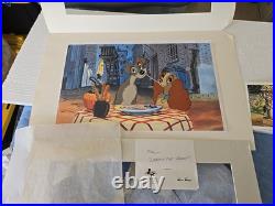 Disney Production Cel & Background Lady & the Tramp LE 17/17 Signed Lee Dyer