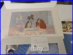 Disney Production Cel & Background Lady & the Tramp LE 17/17 Signed Lee Dyer